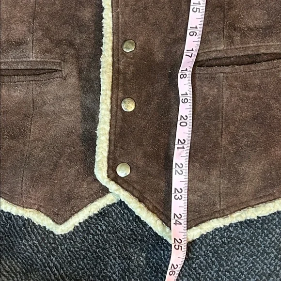 GRANDE BAY DARK BROWN GENUINE LEATHER SHEPA LINED HEAVY WESTERN VESTSZ M